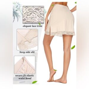 Women’s half slip, short lace trip above knee slip for underskirt